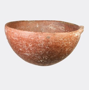 small Burnished Red and Black mottled pottery bowl
